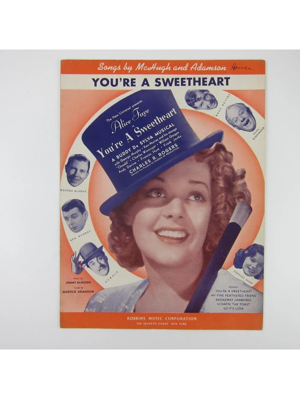 Sheet Music You're a Sweetheart Musical Alice Faye Vintage 1937